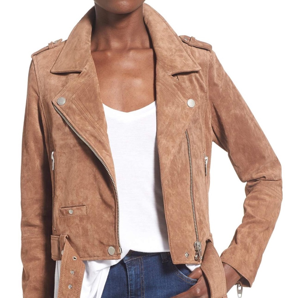 BLANKNYC Morning Suede Moto Jacket - Coffee Bean